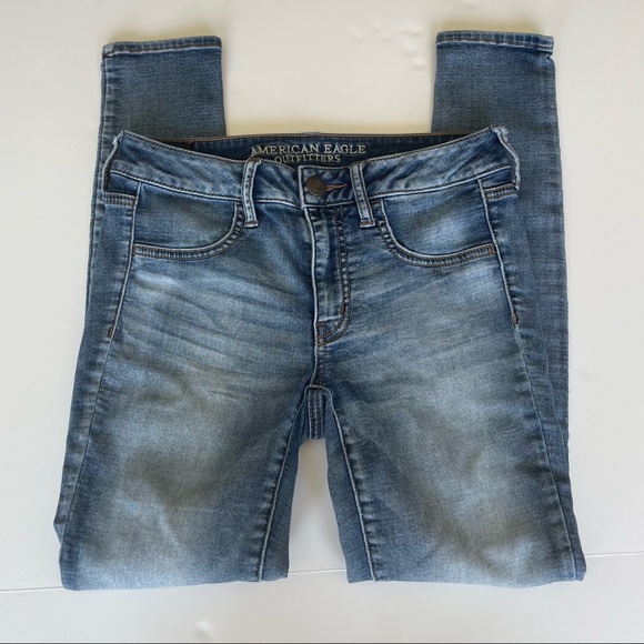 American Eagle Super Stretch Jegging Womens Size 8 Jeans Mid Rise Denim Blue - Picture 3 of 9